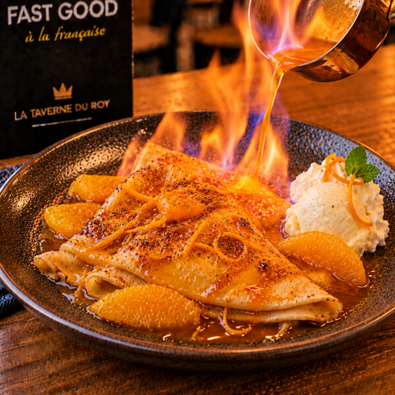 Crêpe Suzette flambée au Grand Marnier
